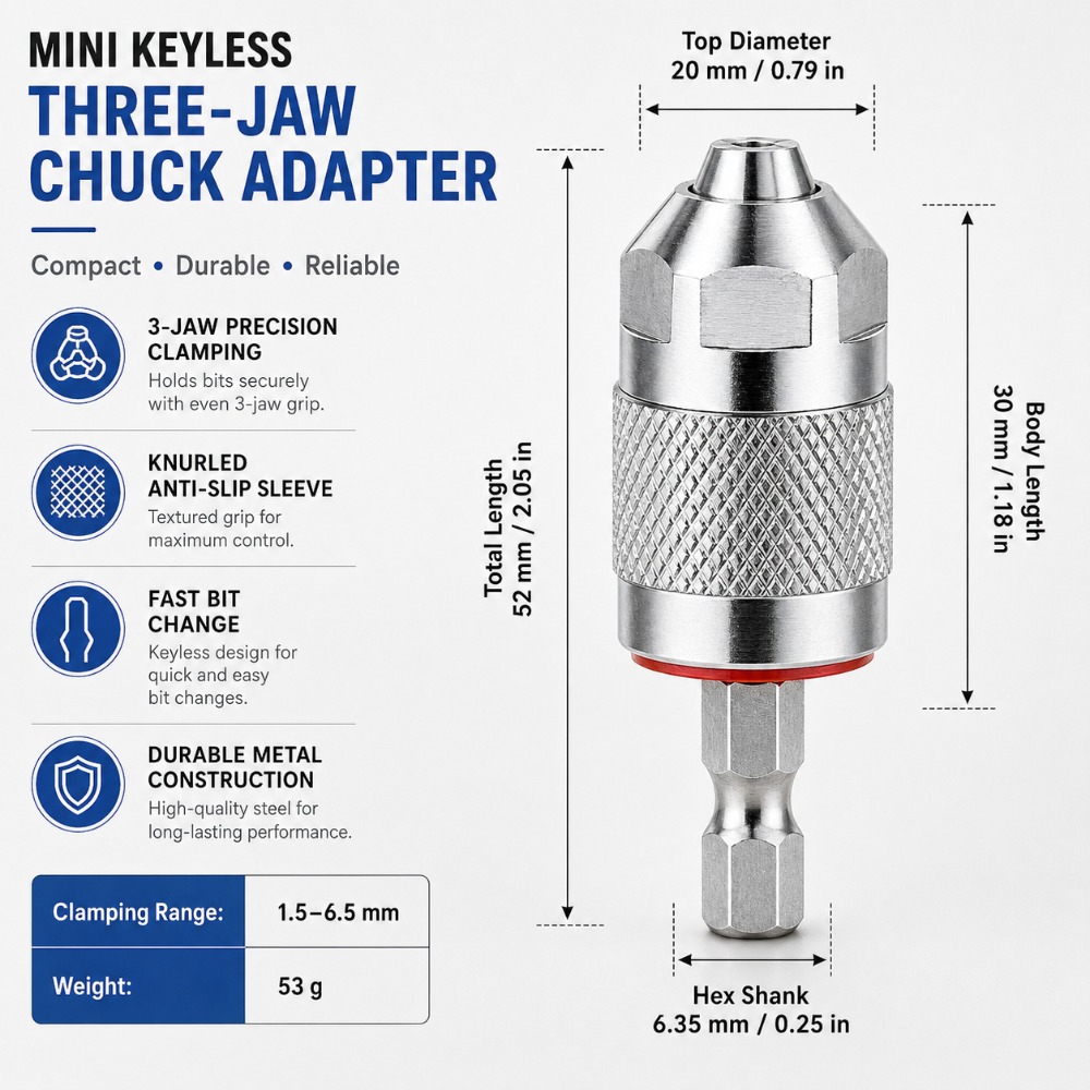Power Tools Total - 3 Jaw Drill Chuck Adapter with